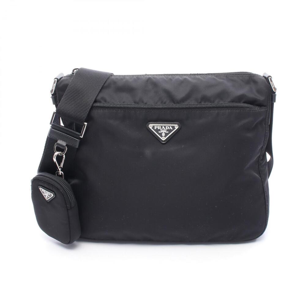 Prada ReNylon Saffiano leather shoulder bag black